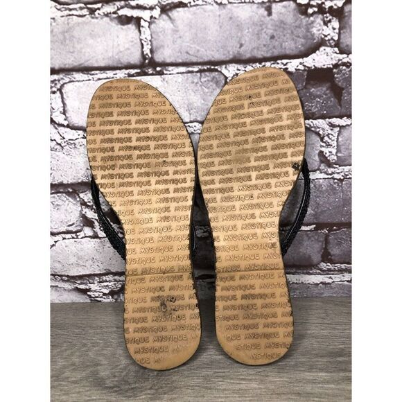 Mystique Black Leather Snake Skin Thong Flip Flops Sandals Women Sz 9M US/40EU - Picture 15 of 16